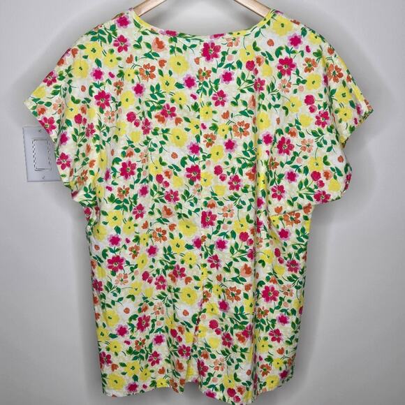ELLA SIMONE Bright Multicolor Floral Short Sleeve Top Size XL - Picture 7 of 7